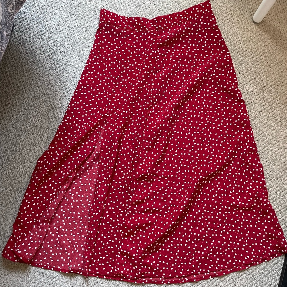 Heart midi side slit skirt